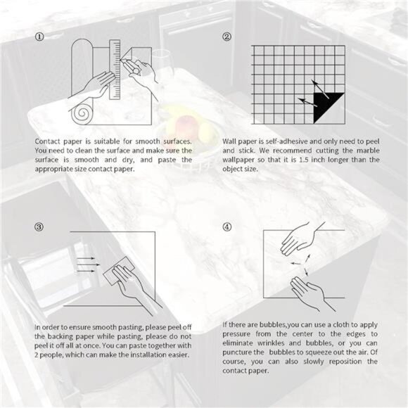 White Marble Wallpaper Peel and Stick 23.6"x197"Wall Paper Pull and Stick Paper - Picture 3 of 8